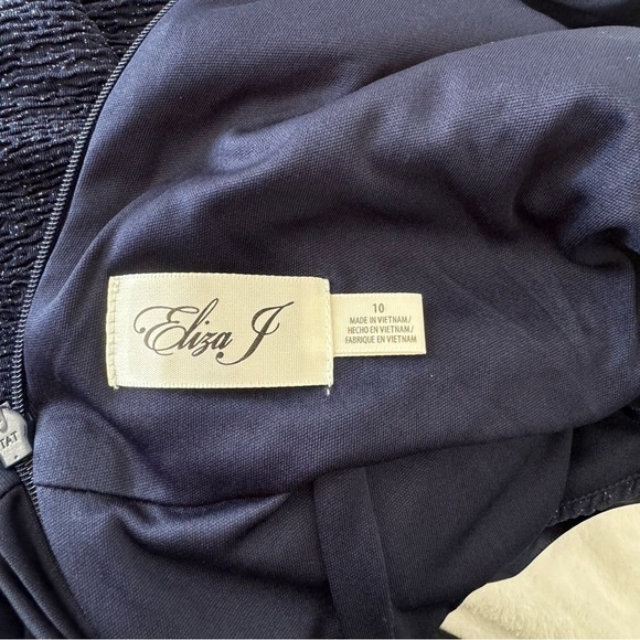 NWT Eliza J Cross Neck Sparkly Midi Halter Navy Dress Size 10 - Picture 13 of 16